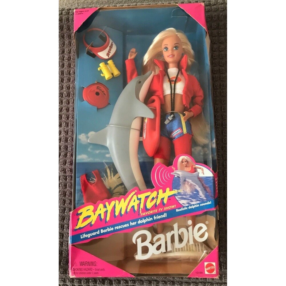 Barbie Doll Vintage Baywatch Lifeguard Dolphin Sealed‎ NIB 1994 Mattel 13199